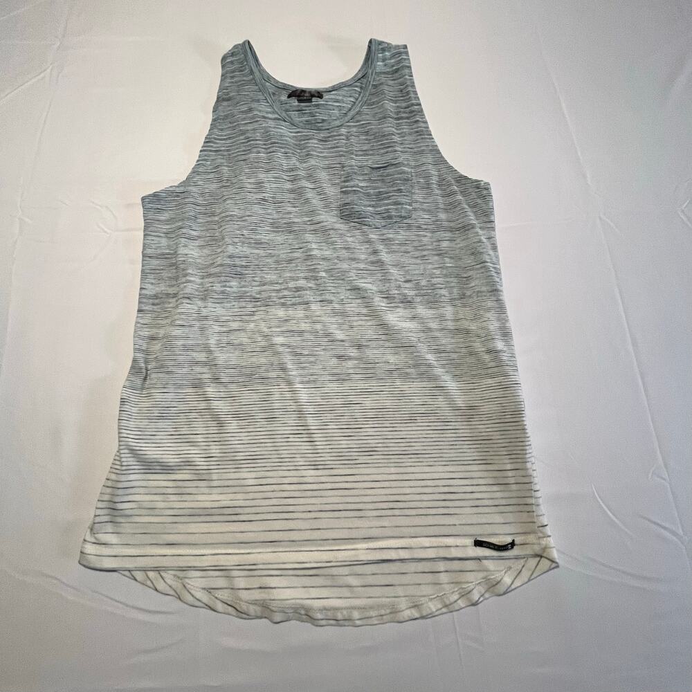 Ocean Current Tank Top Women's L Gray Striped Sleeveless Pocket Hi Low Hem
